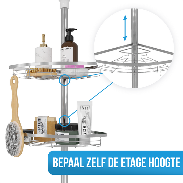 Stardis Telescopisch Hoekrek Grijs Roestvrij Staal Met 4 Planken Doucheplank Telescopisch Rek Voor Badkamer En Huishouden In Hoogte Verstelbaar Van 120 300 Cm Stardis Telescopisch Hoekrek Grijs Roestvrij Staal Met 4 Planken Doucheplank Telescopisch Rek Voor Badkamer En Huishouden In Hoogte Verstelbaar Van 120 300 Cm