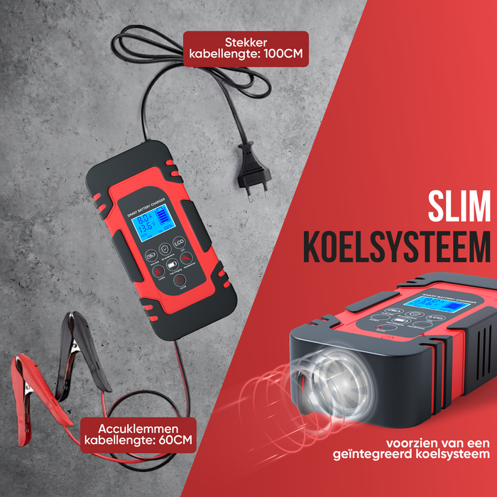 Strex Acculader - 12/24V 4/6/8A - Reparatiemodus - Druppellader - Accu Lader voor Auto / Motor / Scooter / Boot / Camper