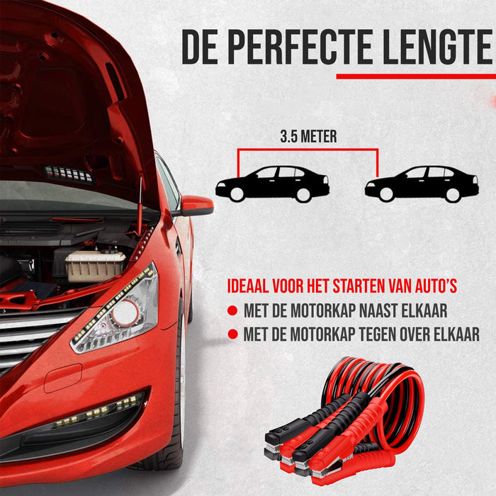 Strex Startkabels 25 mm2 - 3.5M - 750A - Extra Robuust - Auto / Bus / Vrachtwagen / Boot - Incl. Opbergtas