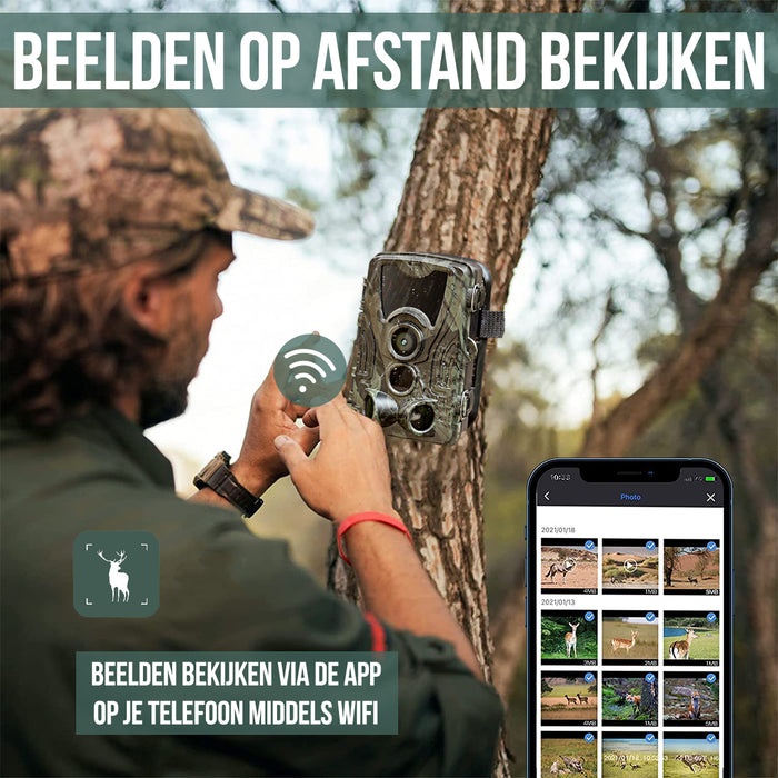 Strex Wildcamera met WiFi en Nachtzicht - 120MP 4K ULTRA HD - Waterdicht - Incl. 32 GB SD - Wild Camera