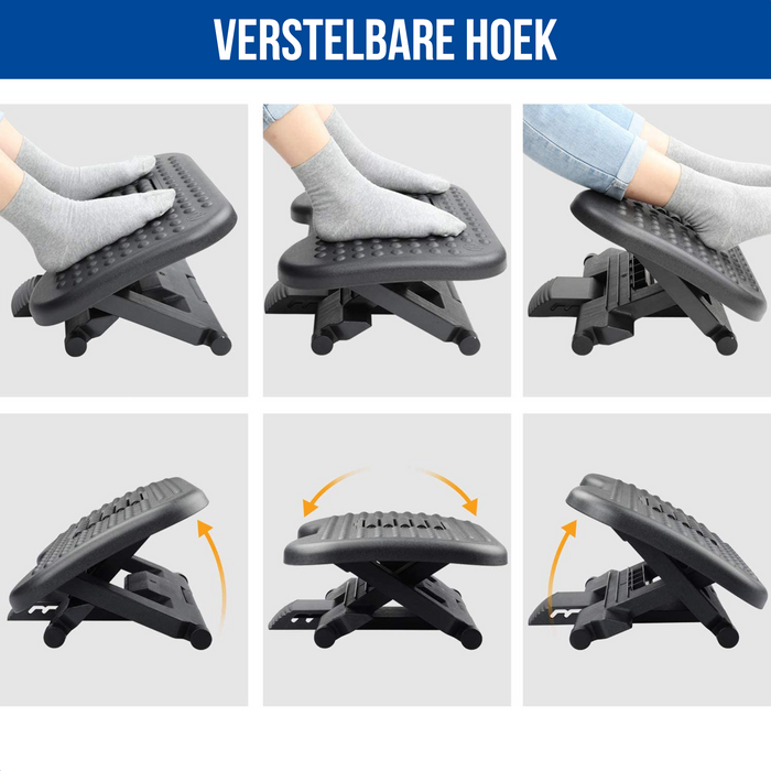 Strex Voetensteun Ergonomisch met Massagerollers - Verstelbaar - Anti-Slip - Voeten Steun Bureau