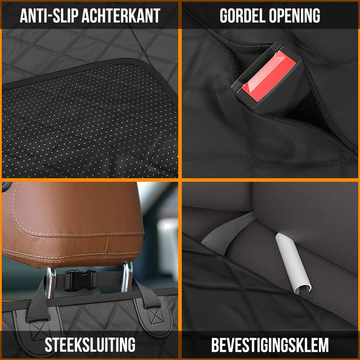 Strex Hondendeken Auto Achterbank en Kofferbak - 137 x 147 CM - Beschermhoes - Hondenkleed - Honden Deken Auto Achterbank - Incl. Hondenriem En Opbergzak - ZWART