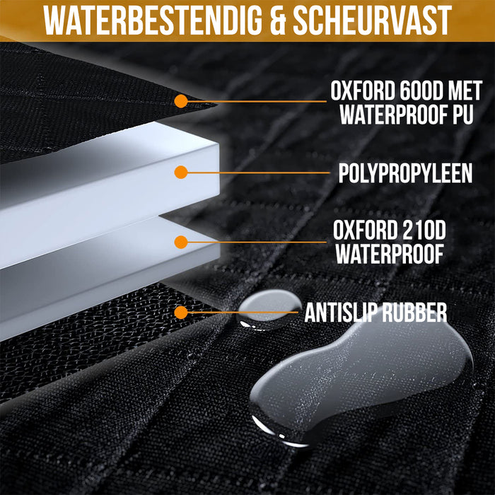 Strex Hondendeken Auto Achterbank en Kofferbak - 137 x 147 CM - Beschermhoes - Hondenkleed - Honden Deken Auto Achterbank - Incl. Hondenriem En Opbergzak - ZWART