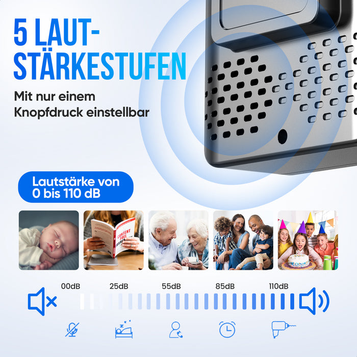 Strex Draadloze Deurbel met 2 Ontvangers Op Batterij - Plug & Play - 300 Meter - 4 Volume / 58 Melodieën - IP55 Waterdicht