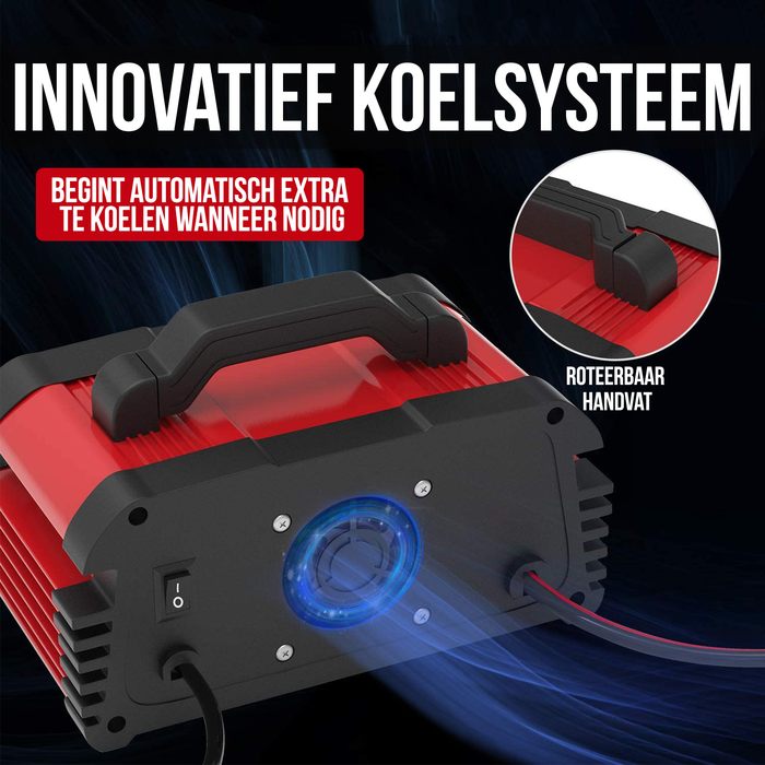 Strex Industriele Acculader - 12/24V 5/10/25A - Reparatiemodus - Druppellader - Accu Lader voor Auto / Motor / Scooter / Boot / Camper