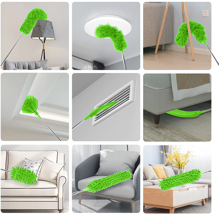 Strex Telescopische Plumeau Set met Telescoopsteel - 60 tot 140 cm - Uitschuifbaar - Flexibel - Microvezel Ragebol - 5-Delige schoonmaak set