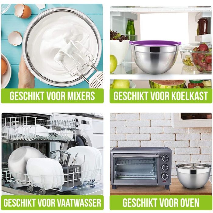 Strex Mengkommen Set 5 Delig - RVS - Mengkom met Deksel - Beslagkom met Deksel