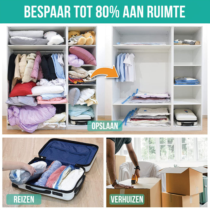 Strex Vacuumzakken Dekbedden & Kleding - 23 Stuks / 4 Maten - Reiszakken / Vacumeerzakken - Incl. Handpomp