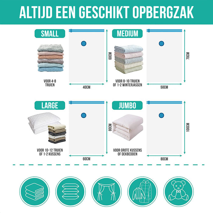 Strex Vacuumzakken Dekbedden & Kleding - 23 Stuks / 4 Maten - Reiszakken / Vacumeerzakken - Incl. Handpomp