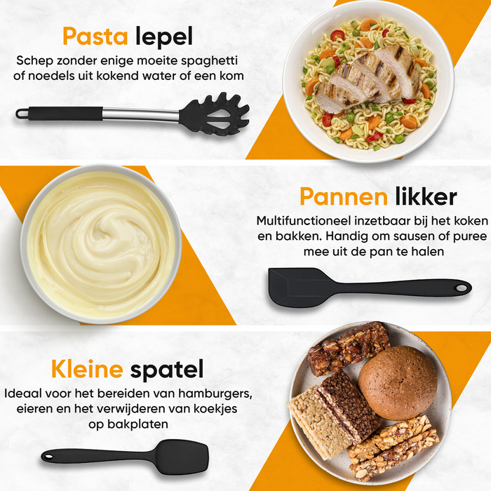 Strex Keukengerei Set met Houder 43 delig - Hittebestendig / BPA Vrij / Siliconen - Keuken Gerei