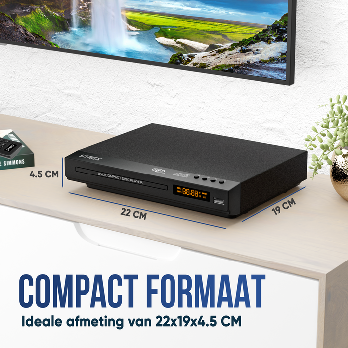 Strex DVD Speler Met HDMI - Full HD 1080P - Afstandsbediening - USB - HDMI/RCA - Regio Vrij - Zwart