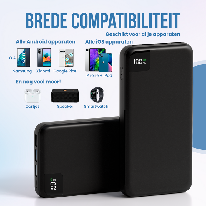 Strex Powerbank - 27.000 mAh - 22.5W Snellader - USB-A/USB-C - LED Indicatie - Universele Powerbank voor o.a. iPhone/Samsung