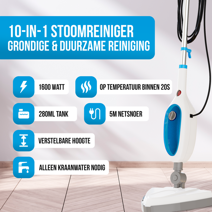 Strex 12 in 1 Stoomreiniger & Handstomer - Tapijtreiniger / Stoom Reinigingsmachine / Vlekkenreiniger - Voor Harde/Zachte Ondergronden