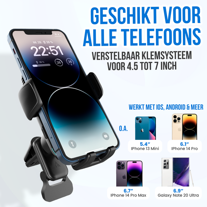 Strex Telefoonhouders Auto met Qi Draadloze Oplader 15W (Fast Charge) - Raam / Ventilatierooster / Dashboard - Automatisch Open & Dicht