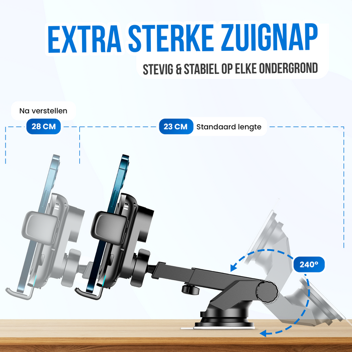 Strex Telefoonhouders Auto met Qi Draadloze Oplader 15W (Fast Charge) - Raam / Ventilatierooster / Dashboard - Automatisch Open & Dicht