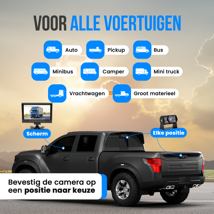 Strex Achteruitrijcamera Set Bedraad HD 1080P - 7" Scherm - 18LED Nachtzicht 15m - IP69 Waterdicht - Achteruitrij Camera