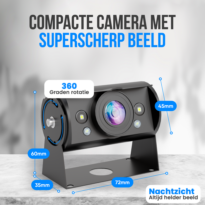 Strex Achteruitrijcamera Set Bedraad HD 1080P - 7" Scherm - 18LED Nachtzicht 15m - IP69 Waterdicht - Achteruitrij Camera