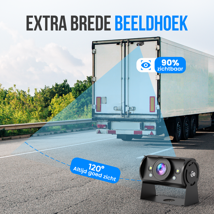 Strex Achteruitrijcamera Set Bedraad Met 2 Camera's (tegelijk bekijken) - HD 1080P - 7" Scherm - 18LED Nachtzicht 15m - IP69 Waterdicht - Achteruitrij Camera