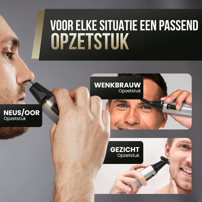 Strex 3 In 1 Neushaartrimmer Set - Oplaadbaar & Afspoelbaar - Neustrimmer / Oortrimmer / Wenkbrauwtrimmer / Baardtrimmer - Mannen & Vrouwen