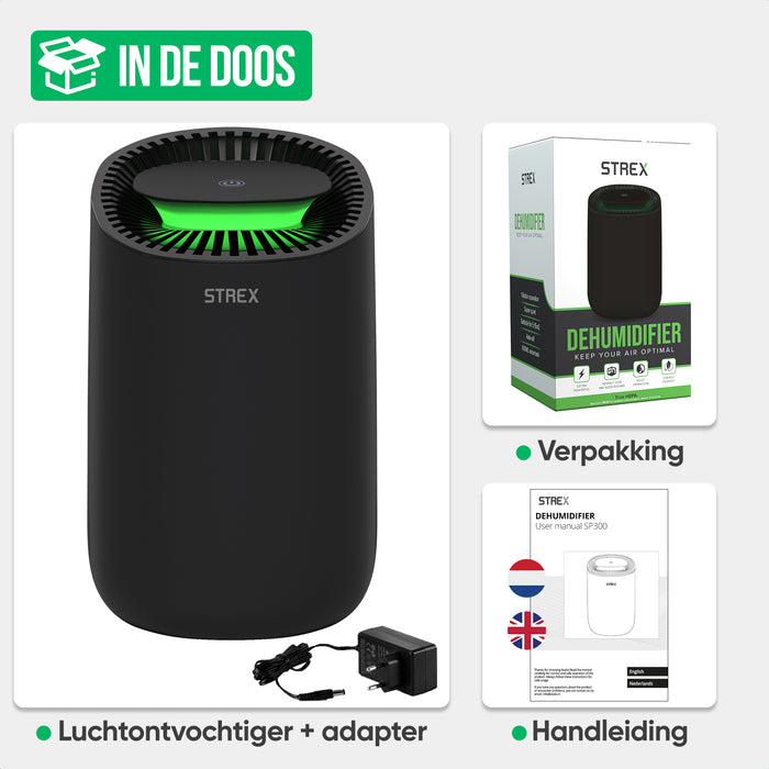 Strex Luchtontvochtiger - Extreem Stil - 600ml/dag - Zwart - Geschikt voor Huis / Slaapkamer & Kantoor