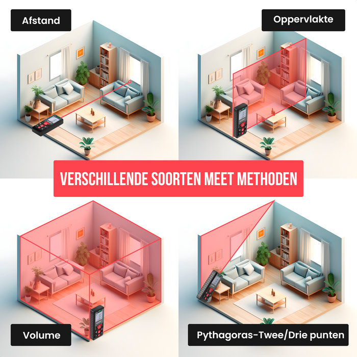 Strex Laser Afstandsmeter 60m Bereik - Lasermeter - Incl. Batterijen & Beschermhoes