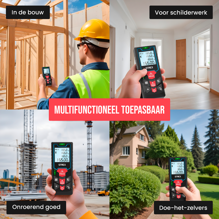 Strex Laser Afstandsmeter 60m Bereik - Lasermeter - Incl. Batterijen & Beschermhoes