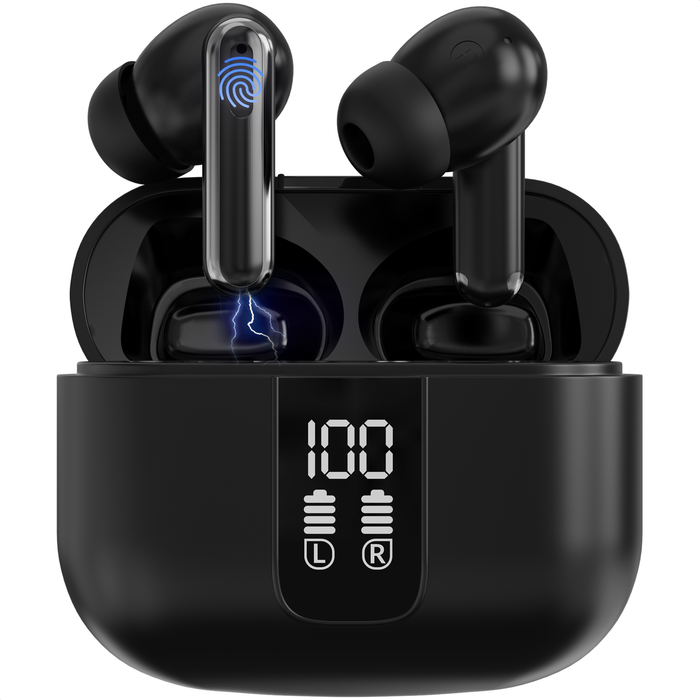 Strex Draadloze Oordopjes - Active Noise Cancelling - LED Display - Draadloze Oortjes Bluetooth - Oortjes Draadloos - Bluetooth 5.3 - Zwart