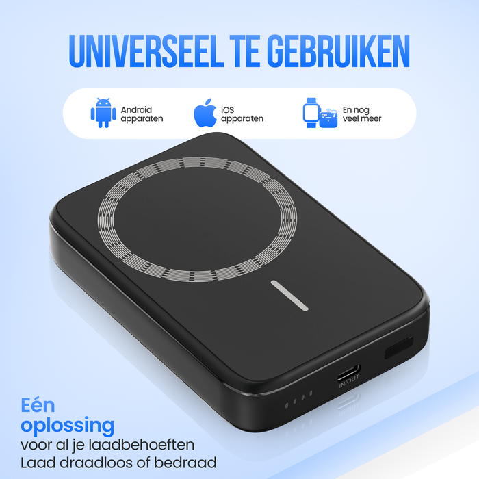 Strex Magsafe Powerbank - 12.000 mAh - Magnetisch - Draadloze Qi Snellader - 20W Snellader - USB-C - LED Indicatie - Universele Powerbank geschikt voor o.a. iOS/Android