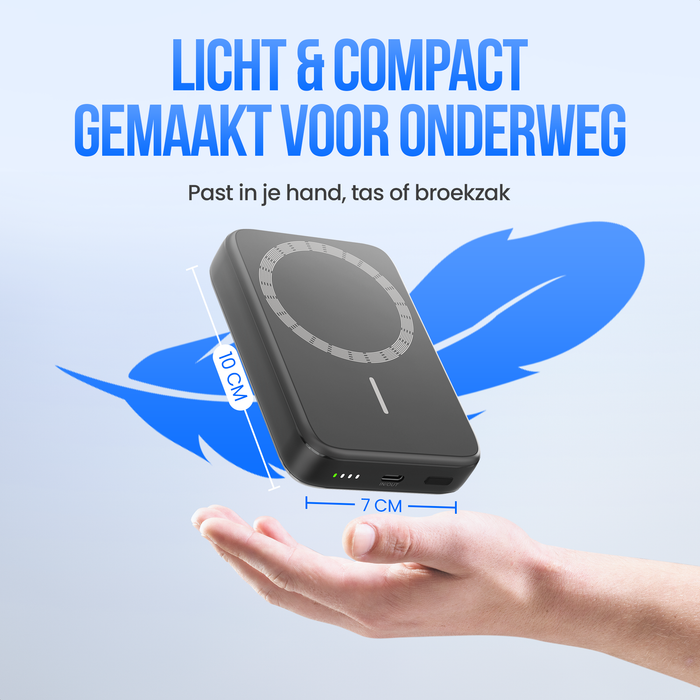 Strex Magsafe Powerbank - 12.000 mAh - Magnetisch - Draadloze Qi Snellader - 20W Snellader - USB-C - LED Indicatie - Universele Powerbank geschikt voor o.a. iOS/Android