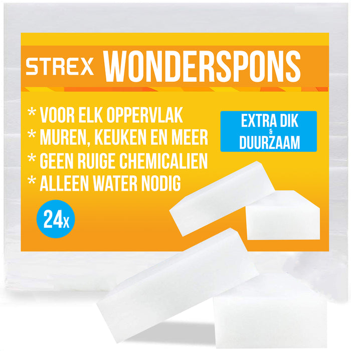 Strex 24x Wonderspons - Schoonmaakspons / Sponsjes / Magic eraser / Wondersponzen / Alle oppervlakken / Vlekken verwijderen / Melamine Spons