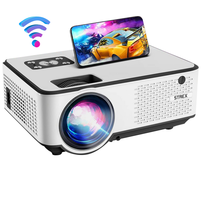 Strex Beamer ANDROID - Input tot Full HD - 7000 Lumen - Streamen Vanaf Je Telefoon Met WiFi - Mini Projector - Incl. 100" Projectiescherm