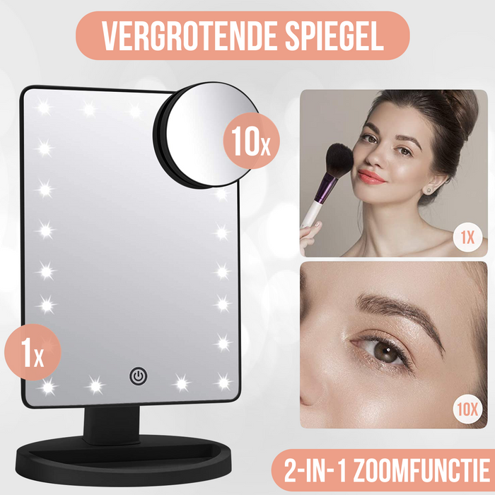 Strex Make Up Spiegel met LED verlichting - 3 Verlichtingsmodus - 1/10x Vergroting - 360° Verstelbaar