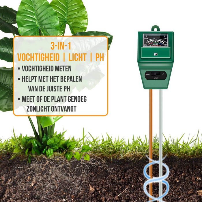 Strex PH Meter Grond - 3-in-1 PH / Vochtigheidsmeter / Lichtmeter - Paars