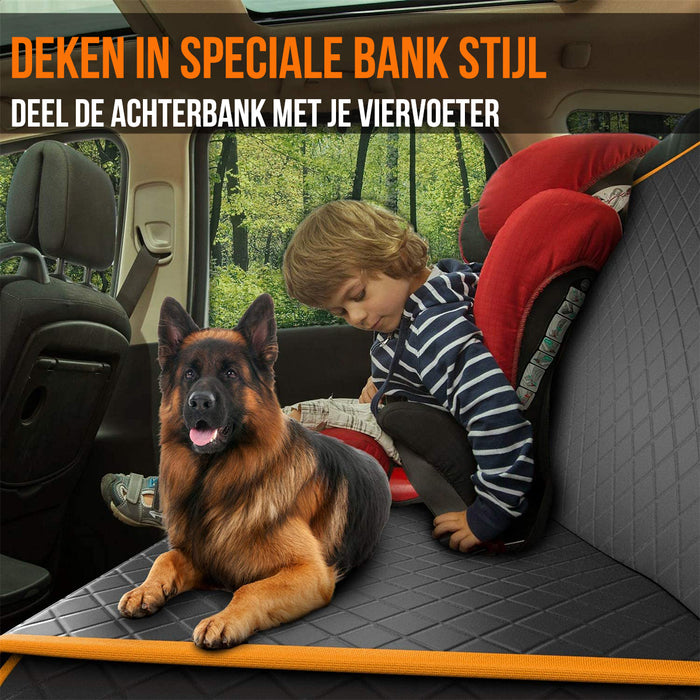 Strex Hondendeken Auto Achterbank en Kofferbak - 137 x 147 CM - Beschermhoes - Hondenkleed - Honden Deken Auto Achterbank - Incl. Hondenriem En Opbergzak