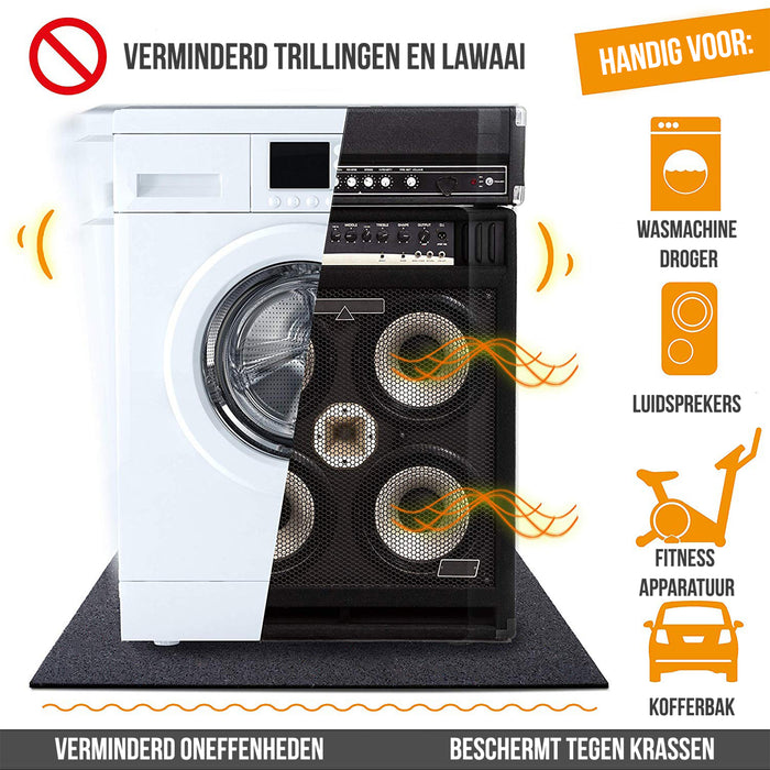 Strex Anti Trillingsmat Wasmachine en Wasdroger - 60 x 60 CM - Geluidsdempende Antislip Mat - Trillingsdemper - Rubber Mat
