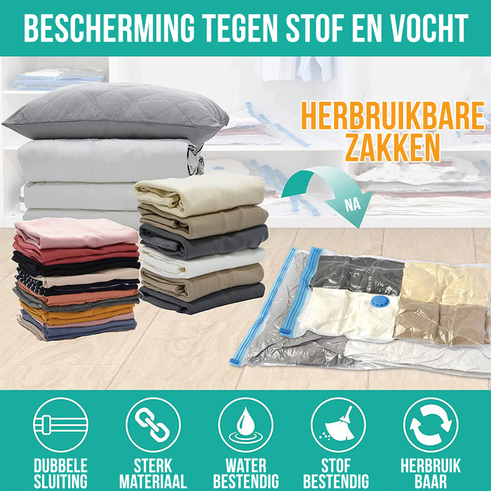 Strex Vacuumzakken Dekbedden & Kleding - 23 Stuks / 4 Maten - Reiszakken / Vacumeerzakken - Incl. Handpomp