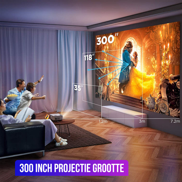 Strex Beamer ANDROID - Input tot Full HD - 7000 Lumen - Streamen Vanaf Je Telefoon Met WiFi - Mini Projector - Incl. 100" Projectiescherm