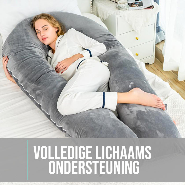 Strex Zwangerschapskussen XXL - 280cm - Afneembare Hoes - Zijslaapkussen / Body Pillow / Lichaamskussen / Voedingskussen