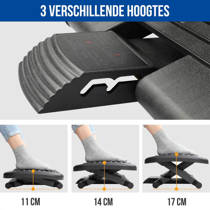 Strex Voetensteun Ergonomisch met Massagerollers - Verstelbaar - Anti-Slip - Voeten Steun Bureau