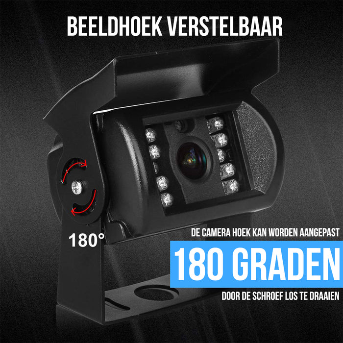 Strex Achteruitrijcamera Set Bedraad - 7" Scherm - 18LED Nachtzicht 15m - IP67 Waterdicht - Achteruitrij Camera